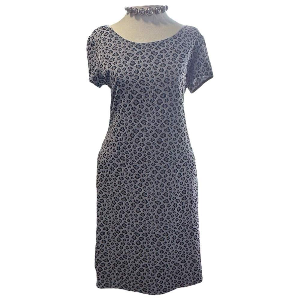 VTG Y2K 90s Whimsigoth Leopard Midi‎ Bodycon Fitted Slinky John Roberts Dress